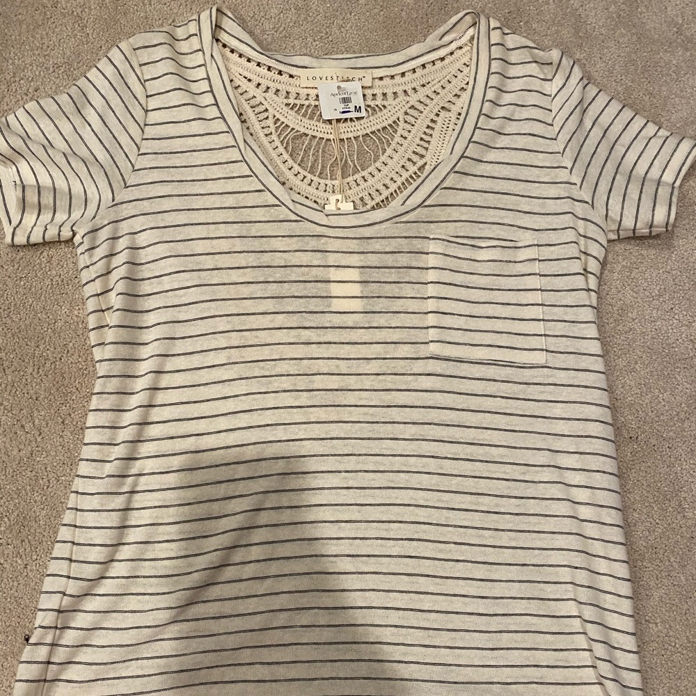 Cute lace back striped tee